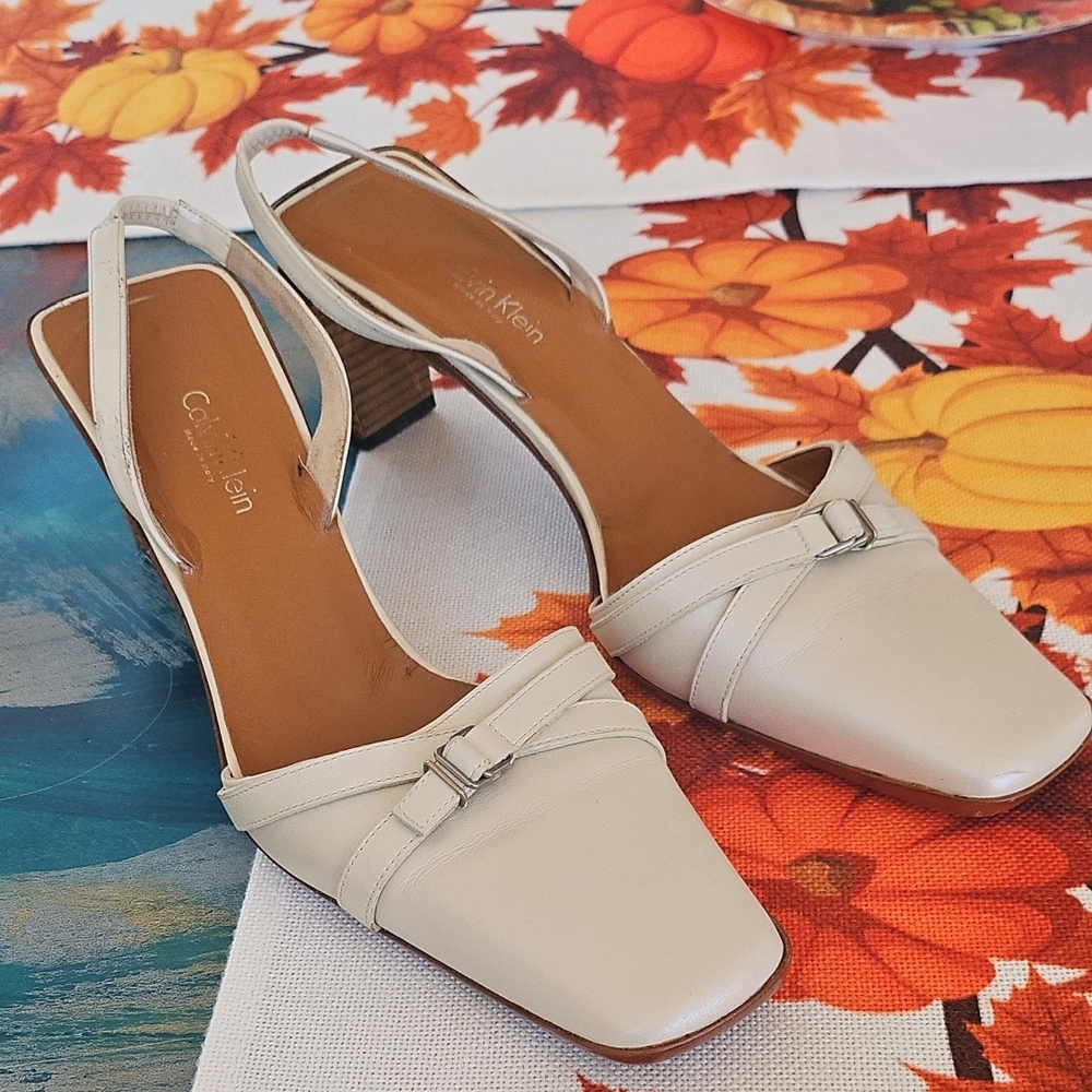 Women's Pearly Off-White Slingback Heels